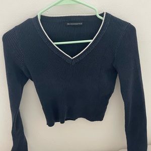 Brandy Melville, dark blue, ribbed, long sleeve top